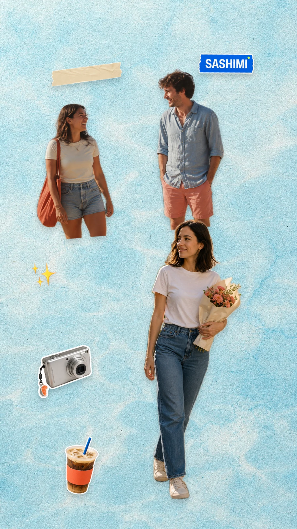A coastal weekend collage in story format